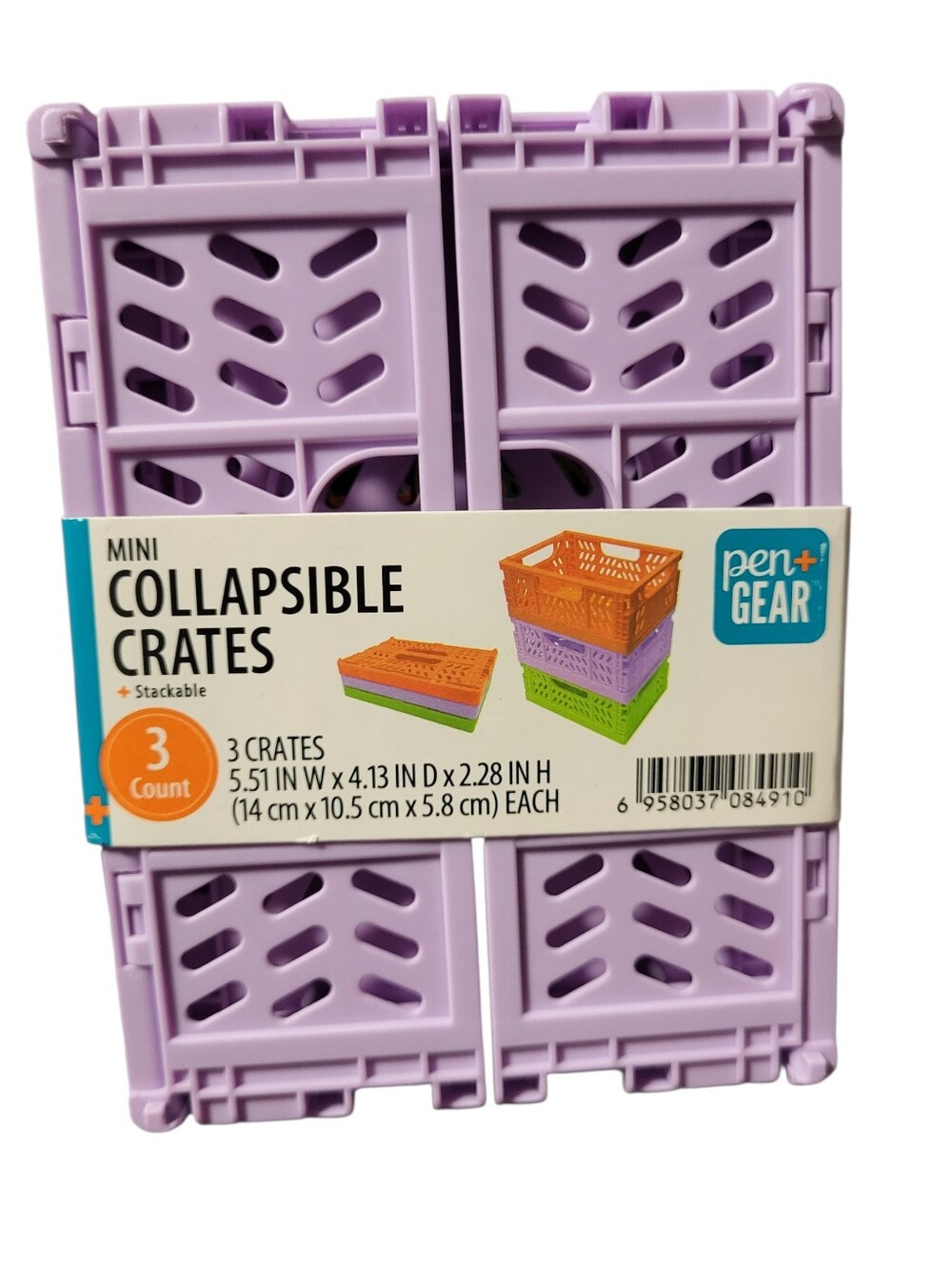 Mini Collapsible Crates - Lavender, Green, Orange (3 Pack)
